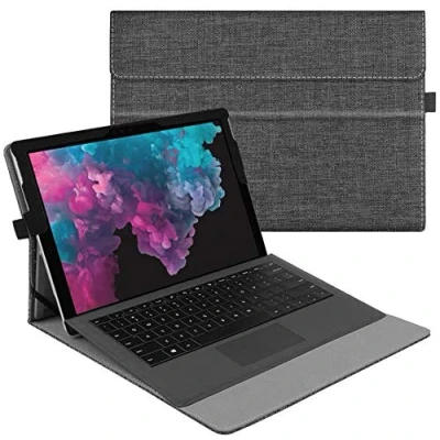 Afbeelding van Fintie Hoes voor Microsoft Surface Pro 7/Pro 6/Pro 5/Pro 4/Pro 3 12,3 inch Tablet Multi kijkhoek Hoogwaardige Case Beschermhoes, Compatibel met Type Cover Toetsenbord, (Grijs)