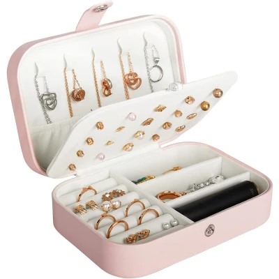 Afbeelding van Sieradendoos met 2 Verdiepingen Bijouteriedoos Opbergbox Juwelen Opbergdoos Juwelendoos Meisjes Sieradenbox Luxe 16x11x5cm roze