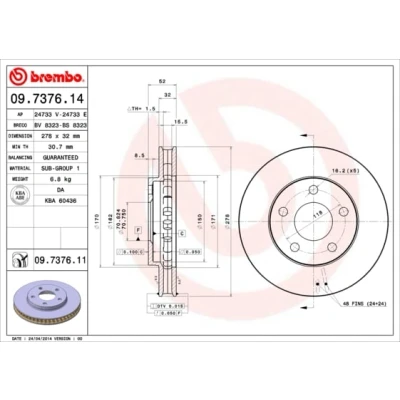 Afbeelding van Brembo Remschijf 09.7376.11
