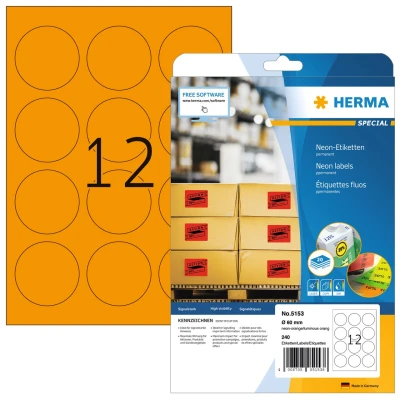 Afbeelding van HERMA 5153 Oranje Zelfklevend printerlabel printeretiket