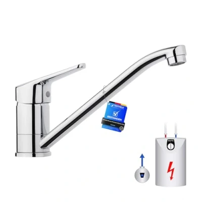 Afbeelding van IBERGRIF M14450 98 Lage druk keukenmengkraan, caravankraan, enkele handgreep, 360 draaibaar, messing chroom