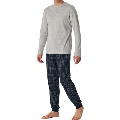 Afbeelding van Navy grijs geprint Schiesser pyjama 100% katoen 56