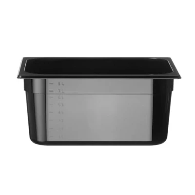 Afbeelding van HENDI Gastronorm container zwart, temperatuurbestendig van 40 tot 110C, met maatverdeling, vaatwasserbestendig, geur en smaakloos, 9.5L, polycarbonaat, GN 1/2, 325x265x(H)150mm, zwart