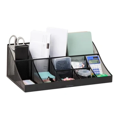 Afbeelding van Mind Reader COMORGMESH BLK 11 vaks koffiekop en kruiderij aanrecht organizer, metalen gaas, 18&quot; L x 9,5&quot; B 6,6&quot; H, zwart
