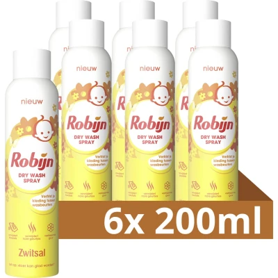 Afbeelding van 6x Robijn Dry Wash Spray Zwitsal 200 ml
