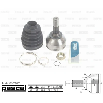 Afbeelding van Homokineet reparatie set, aandrijfas PASCAL G1C020PC