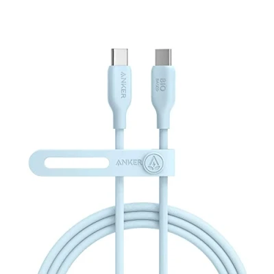 Afbeelding van Anker 543, USB C kabel (100 W, 180 cm), 2.0, milieuvriendelijke oplaadkabel van biologische materialen voor MacBook Pro 2020, iPad Air 4, Samsung Galaxy S21 en meer (Misty Blue)