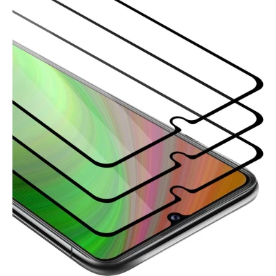Afbeelding van Cadorabo 3x Screenprotector geschikt voor Motorola MOTO E6s 2020 Volledig scherm pantserfolie Beschermfolie in TRANSPARANT met ZWART Getemperd (Tempered) Display beschermend glas 9H hardheid 3D Touch