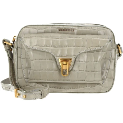 Afbeelding van COCCINELLE Leren Schoudertas Beat Croco Shiny Soft Crossover Bag Gelso Beige