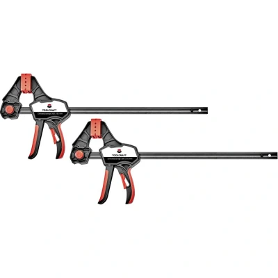 Afbeelding van TOOLCRAFT 1672282 Set van 2 eenhandklemmen 300 x 85 mm Spanbreedte (max.):300 Afmeting, lengte: 700 Afm. werkbereik:85