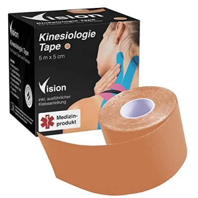 Afbeelding van Vision Kinesiologie tape I 5 cm x m medisch hulpmiddel kinesio super huidvriendelijk extra sterke grip elastisch ademend waterbestendig (huidskleur)