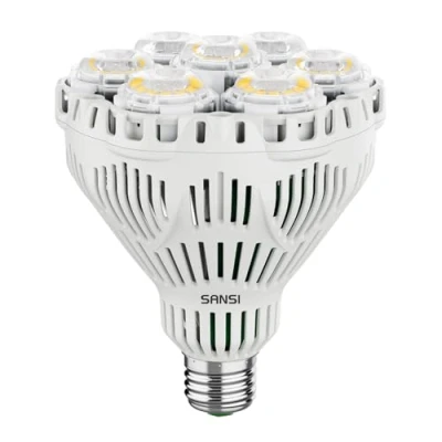 Afbeelding van SANSI 40W LED Plantenlamp met Volledig Spectrum E27 voor Kamerplanten, Kweeklamp Hoge PPF 63 μmol/s, 4000K Groeilamp Kas, Bloemen, Groenten, Hydrocultuur, Afmetingen Ø 11,6 * 13,8 cm