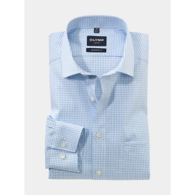Afbeelding van OLYMP Luxor Modern Fit Overhemd blauw/wit, Ruit
