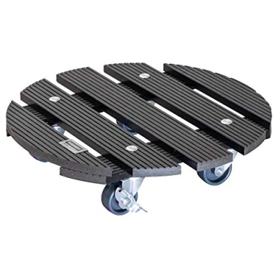 Afbeelding van Wagner plantenroller WPC Ø 29 x 7,5 cm I bloemenroller voor buiten en binnen potroller FSC® Wood Plastic Composiet, antraciet 2 vastzetters draagkracht 100 kg 20052501
