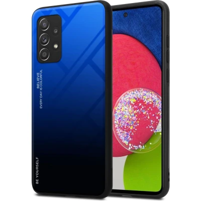 Afbeelding van Cadorabo Hoesje geschikt voor Samsung Galaxy A52 (4G / 5G) A52s in BLAUW ZWART Tweekleurige beschermhoes