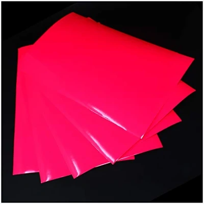 Afbeelding van DIN A4 vel knutselfolie zelfklevende kunstenaarsfolie plotterfolie plotfolie folie knutselen (Neon Pink, set van 5 vellen)