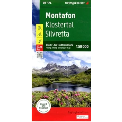 Afbeelding van Montafon, Wander , Rad und Freizeitkarte 1:50.000, freytag &amp; berndt, WK 374: Klostertal Silvretta, mit APP, wasserfest reißfest