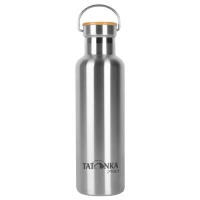 Afbeelding van Tatonka Roestvrijstalen drinkfles, Hot + Cold Stuff Bamboo Lid, 750 ml, onbreekbare thermosfles met bamboedeksel, vaatwasmachinebestendig en BPA vrij, 0,75 l
