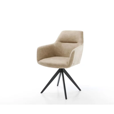 Afbeelding van Draaistoel Pejo Flex kruisframe hoekig zwart beige vintage 180 draaibaar