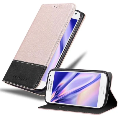 Afbeelding van Cadorabo Hoesje geschikt voor Samsung Galaxy S4 MINI in ROSE GOUD ZWART Beschermhoes met magnetische sluiting, standfunctie en kaartvakje Book Case Cover Etui