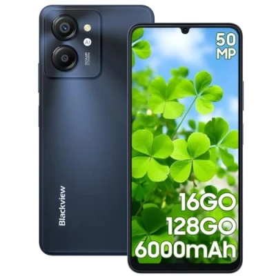 Afbeelding van Blackview Color8 Smartphone met 16 GB + 128 GB/1 TB TF, Octa Core, 6000 mAh/18 W, 6,75 inch HD+/90 Hz, 50 MP 8 MP, Android 13 mobiele telefoon, vingerafdruk/Face ID/OTG/GPS/3 slot/3,5 mm jack