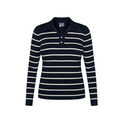 Afbeelding van DREIMASTER Maritim Dames Gebreide Trui M/L / Marine Off White 50% Viscose 28% Polyester 22% Nylon