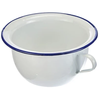 Afbeelding van Ibili nachtpot Blanca 3,5 l van geëmailleerd staal in wit/blauw, 24 x 12 cm