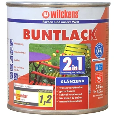 Afbeelding van Wilckens 2 in 1 acryl kleurlak voor binnen en buiten, glanzend, 375 ml, RAL 8011 notenbruin