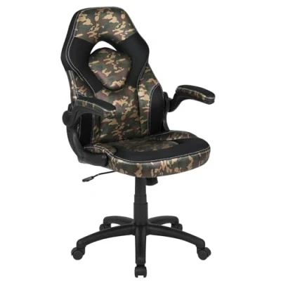 Afbeelding van Flash Furniture X10 Gaming Stoel Racing Office Ergonomische Computer PC Verstelbare Draaibare Met Flip Up Arms, Camouflage/Zwart LeatherSoft
