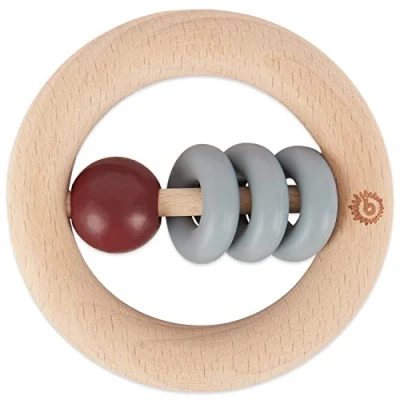 Afbeelding van Bieco houten bijtring baby vanaf 0 maanden, Ø 8 cm bijthulp grijpspeelgoed hout voor doorkomende tandjes motorische activiteit speelgoed