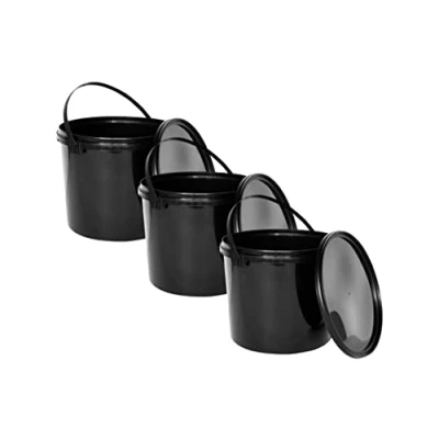 Afbeelding van Nipter kunststof emmer met deksel, zwart, 5L x 3 stuks