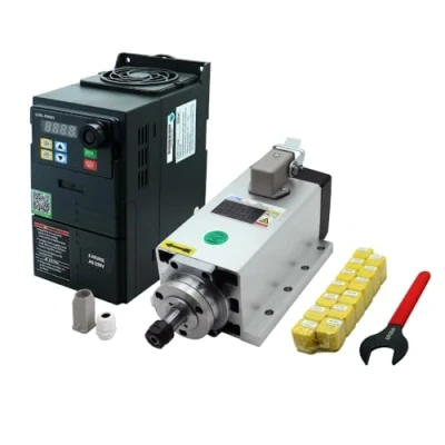 Afbeelding van CNC spindelmotor 2,2 kW, 2200 W, 220 V, 400 Hz, 24000 rpm, luchtgekoelde spindel met kW HS320 VFD+15 tangen ER20 stuks (1 13mm) + ER20A moersleutel