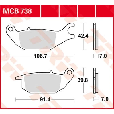 Afbeelding van Remblokkenset, schijfrem TRW MCB738