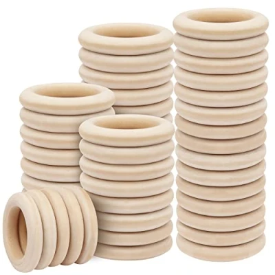 Afbeelding van Kurtzy Natuurlijk Houten Ringen (50 Pak) 5,8 cm Buitendiameter, 9,6 mm Dikte Onbewerkt voor Kunst &amp; Hobby, DIY, Huisdecoratie, Sieraden Maken, Ring Hanger Connectors