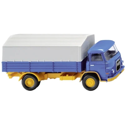 Afbeelding van Wiking 0411 02 H0 Vrachtwagen MAN Pritwagen 415 blauw/melongeel