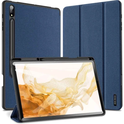 Afbeelding van Samsung Galaxy Tab S7 Plus Hoes: Dux Ducis Domo Bookcase Blauw Kunstleder Tablet Hoezen