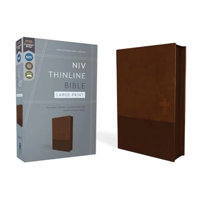 Afbeelding van Niv, Thinline Bible, Large Print, Leathersoft, Brown, Zippered, Red Letter, Comfort Print: Print