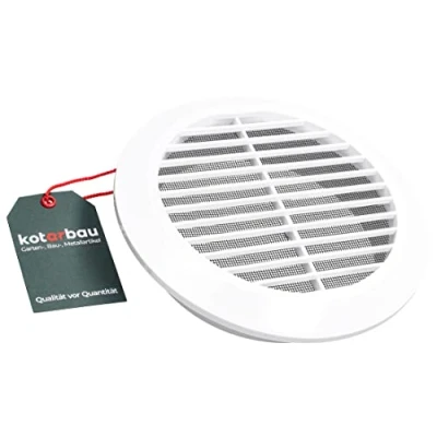 Afbeelding van KOTARBAU® Ventilatierooster, rond flensrooster, diameter 150 mm, wit, ventilatie, insectengaas, lamellenrooster, buisaansluiting, afvoerrooster, kunststof, weerbestendig rooster