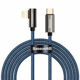 Afbeelding van Legendarisch duurzaam gamer USB C naar Lightning kabel met hoek 2m Blauw.