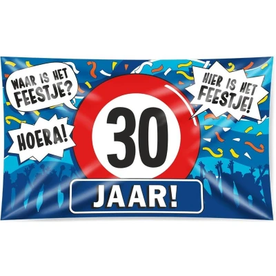 Afbeelding van Gevelvlag 30 jaar verkeersbord XXL 150x90cm