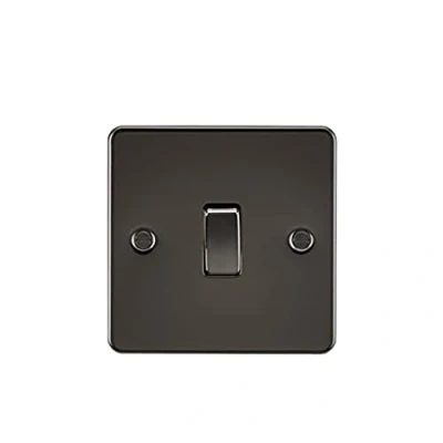 Afbeelding van Knightsbridge FP8341GM Plat FPAV8341GM platte plaat 20A 1G Dp Switch Gunmetal, 230 V, Gun Metal