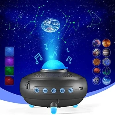 Afbeelding van Homonic Led sterrenhemelprojector, melkwegprojector, nachtlampje met 12 sterrenbeelden en 10 planeten, Bluetooth muziekluidspreker, spraak timer, sterrenprojector voor kinderen volwassenen