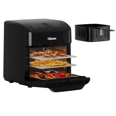 Afbeelding van Tristar mini oven &amp; heteluchtfriteuse, 2 in 1 friteuse, BPA vrij, 12 L, programma&#039;s, kijkvenster, 1800 W, FR 9065