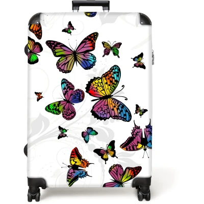 Afbeelding van NoBoringSuitcases.com® Koffer groot Reiskoffer lichtgewicht Vlinder Regenboog Planten Patroon Rolkoffer met 4 wielen Grote trolley XL 98 liter bagage