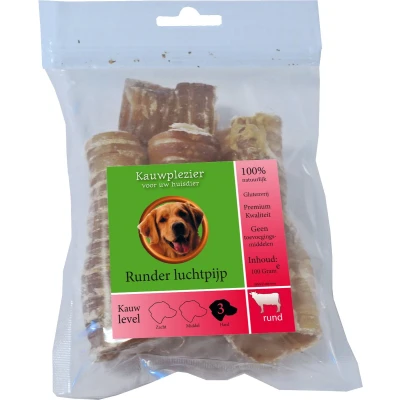 Afbeelding van Natuurlijke Snack runderluchtpijp 100g in zak Gebr de boon