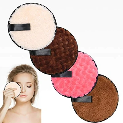 Afbeelding van URAQT Make up Remover Pads, 4 stuks Herbruikbare Gezichtsdoekjes, Zachte Wasbare Gezichtsreinigings Wattenschijfjes, 0 Afval Eco vriendelijke Sponspads voor Alle Huidtypes