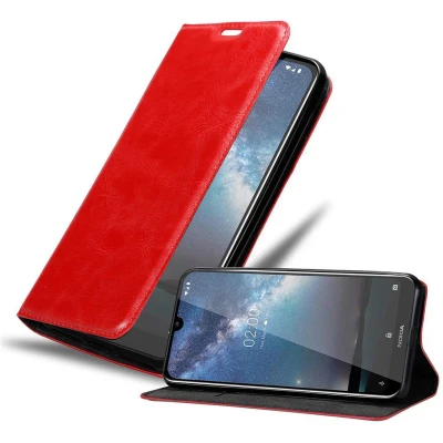 Afbeelding van Cadorabo Hoesje geschikt voor Nokia 2.2 in APPEL ROOD Beschermhoes met magnetische sluiting, standfunctie en kaartvakje Book Case Cover Etui