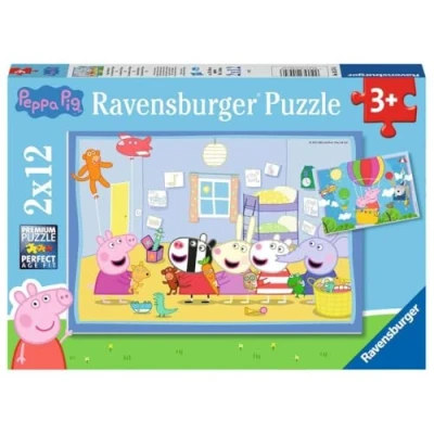 Afbeelding van Ravensburger Kinderpuzzel 05574 Peppa&#039;s adventure 2x12 stukjes Peppa Pig puzzel voor kinderen vanaf 3 jaar: jaar
