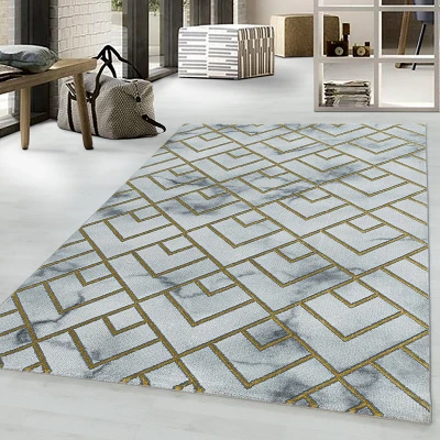 Afbeelding van Modern vloerkleed Marble Pattern Grijs/Goud 140x200cm Adana Carpets