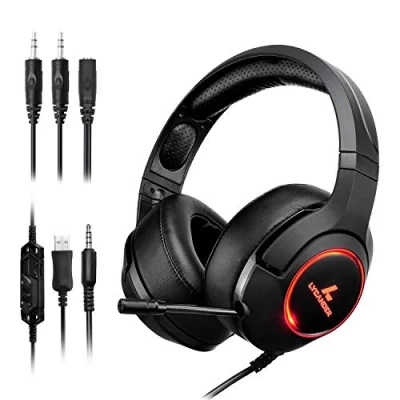 Afbeelding van Lycander LGH 571 Gaming Headset met Microfoon LED Licht, 3.5mm Ingang, voor Pc, Ps4, xbox One, Nintendo Switch en Meer, Zwart/Oranje